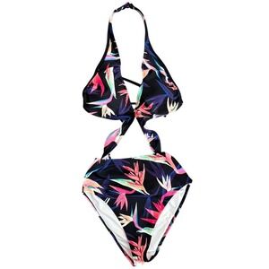 Pink by Victoria Secret Cut Out One Piece Tropical Floral Swimsuit XS
